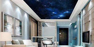 Натяжной потолок звездное небо в гостиную